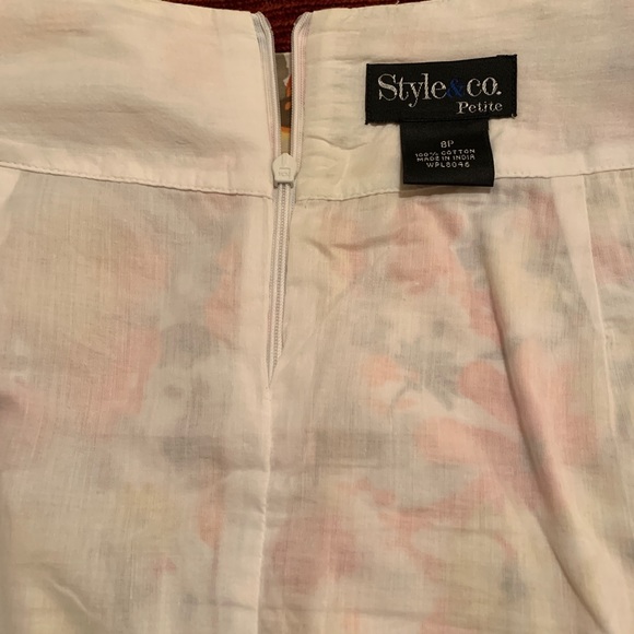 A-Line Skirt with Yellow Orange Red White Grey Flowers - Picture 9 of 9